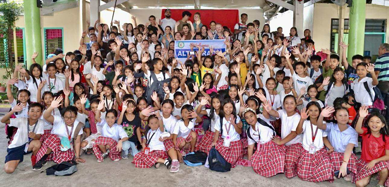Mission team school visit with students