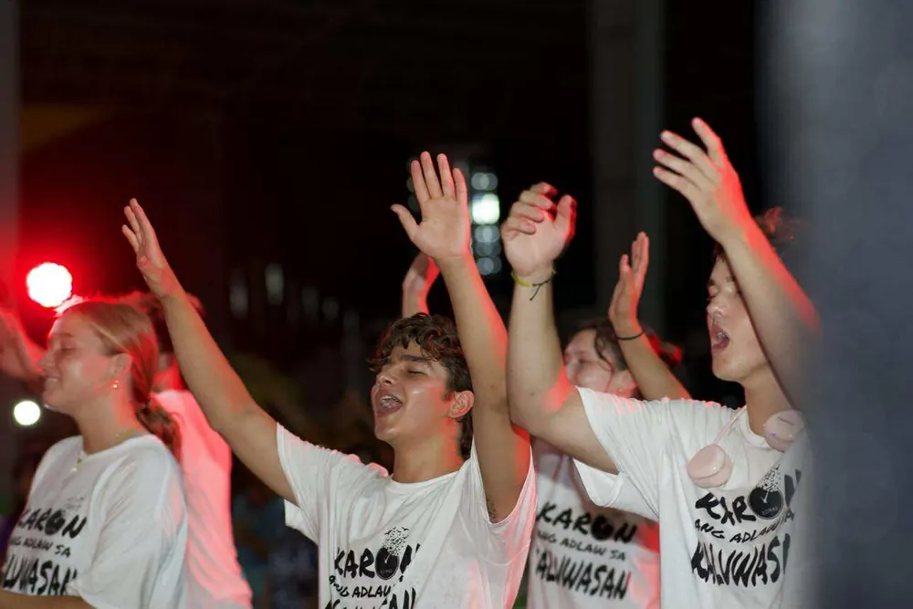 Youth worship under red lights